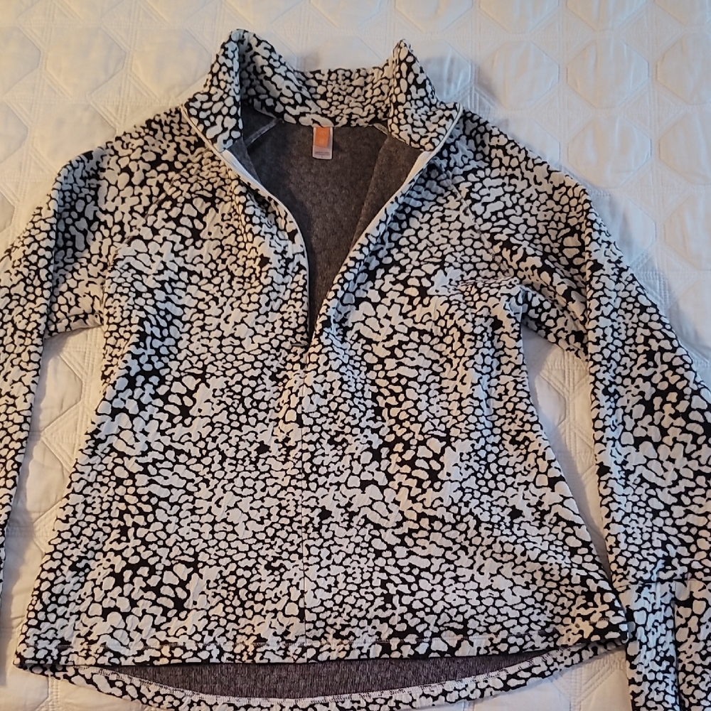 Lucy Brown and White Knit Mock Neck Activewear Top